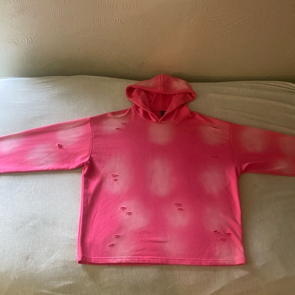 Pink Distressed Hoodie